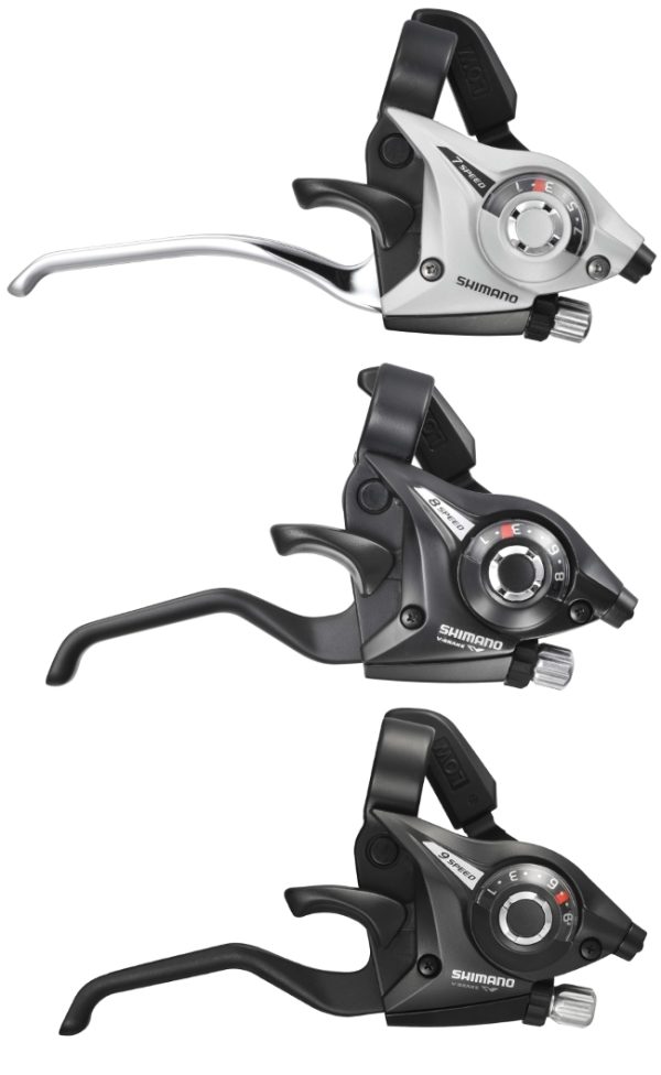 RUČICA KOČNICE/MJENJAČA SHIMANO ST-EF51-9R-4A, DESNA 9 BRZINA, SAJLA MJENJAČA 2050MM, 4 PRSTA, ZA V-BRAKE (POTREBAN POWER MODULATOR), OGD DIAL TIP, SREBRNA, BULK