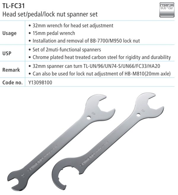 ALAT SHIMANO TL-FC31 2 SPANNER SET ZA OSOVINU POGONA, LEŽAJ VOLANA I PEDALE, VIŠENAMJENSKI