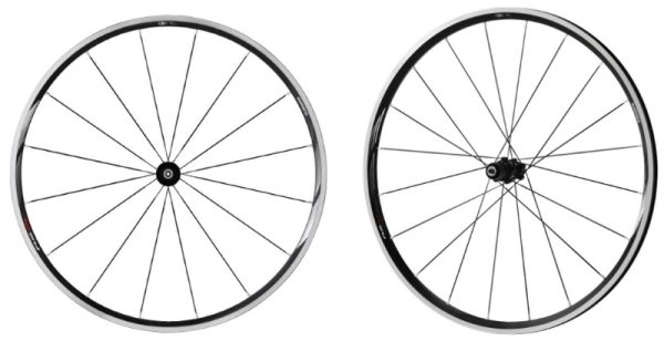 KOTAČ SHIMANO WH-RS21, PREDNJI I ZADNJI, 8/9/10/11 BRZINA, OLD 100/130MM, PREDNJI 16R, ZADNJI 20R, OBRUČ CLINCHER CRN SA TRAKOM, ZADNJI QR 168MM, IND.PACK