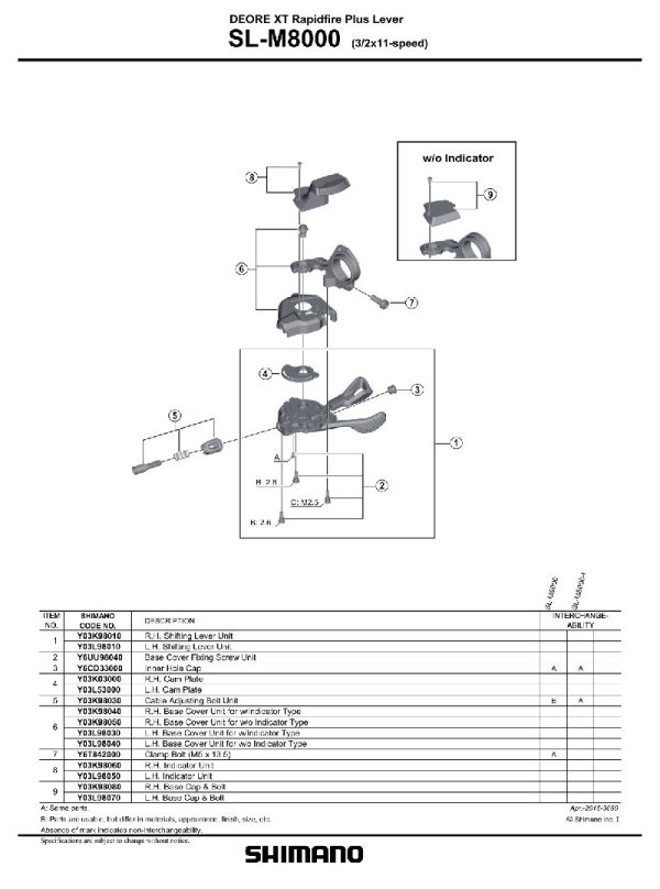 PLOČICA DESNA ZA SHIMANO SL-M8000 BEZ INDICATOR TIP - Slika 2