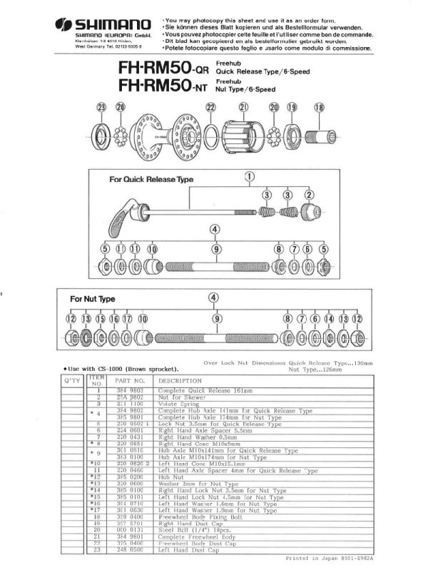 KONUS SHIMANO FH-RM50 MATICA ZAKLOPKE M10X4.5