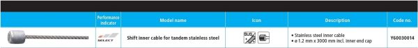 SAJLA MJENJAČA SHIMANO 1.2X3000MM STAINLESS, ZA TANDEM