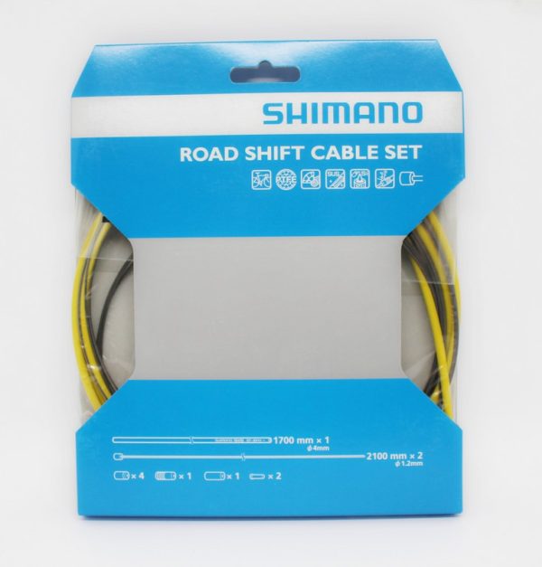 SAJLA I BUŽIR MJENJAČA CESTNI SHIMANO SET ŽUT 1700MM SP41OUTER CABLE(ŽUT) 2100MM PTFE CABLE/4KOM KAPICA, 2KOM KAPICA BUŽIRA I INNER END CAP
