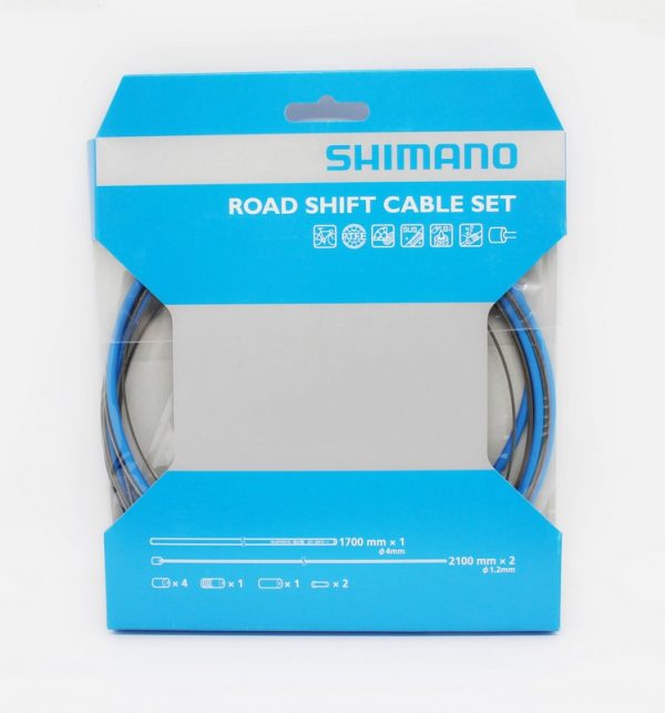 SAJLA I BUŽIR MJENJAČA CESTNI SHIMANO SET PLAV 1700MM SP41OUTER CABLE(PLAV) 2100MM PTFE CABLE/4KOM KAPICA, 2KOM KAPICA BUŽIRA I INNER END CAP