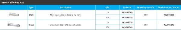 KAPICA SAJLE KOČNICE SHIMANO INNER ALLOY, 10 KOM
