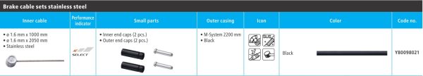 SAJLA I BUŽIR KOČNICE CESTNI SHIMANO MTB SUS, CRN BUŽIR MJENJAČA 2200MM X 1 MSYSTEM, 1000MM/2050MM SUS BRAKE INNER, INNER/OUTER END CAP X 2