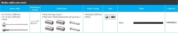 SAJLA I BUŽIR KOČNICE CESTNI SHIMANO MTB MSYSTEM, BUŽIR KOČNICE 2200MM CRN, SAJLA KOČNICE 1000MM/2050MM STEEL, KAPICA BUŽIRA X 2, INNER END CAP X 2