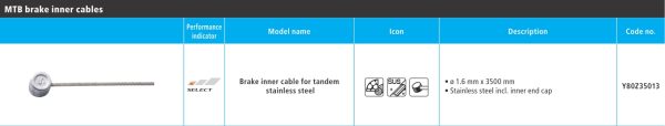 SAJLA KOČNICE SHIMANO 1.6X3500MM, STAINLESS ZA ATB