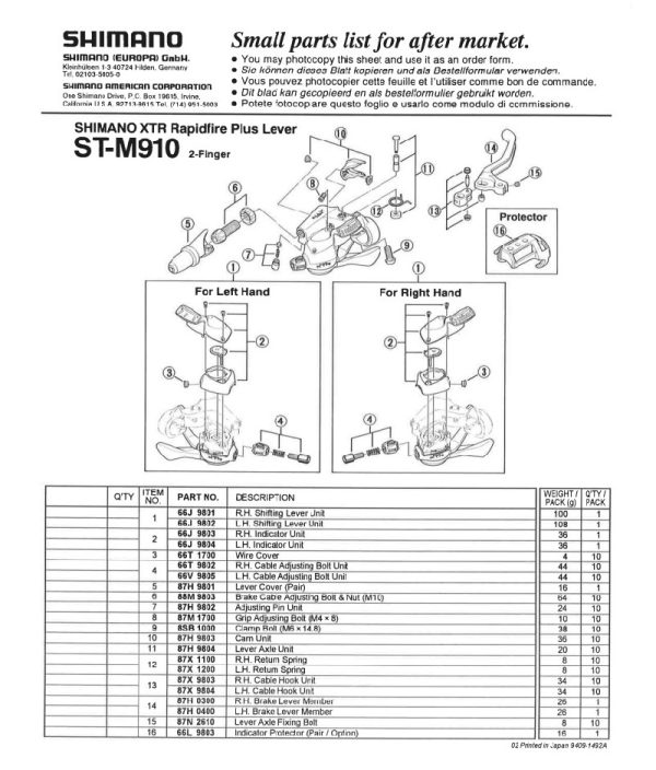 VIJAK REGULACIJE SAJLE SHIMANO ST-M900, UKLJ. MATICA