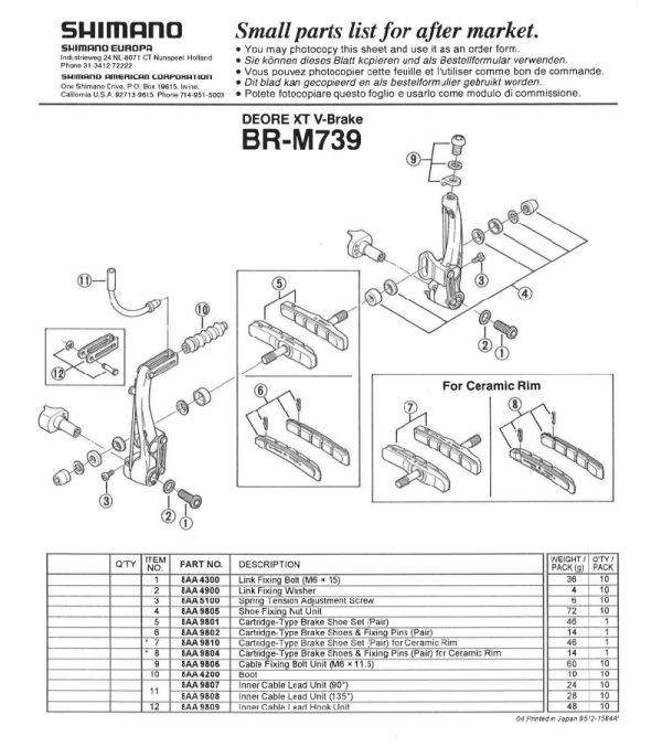 VODILICA SAJLE KOČNICE SHIMANO BR-M739