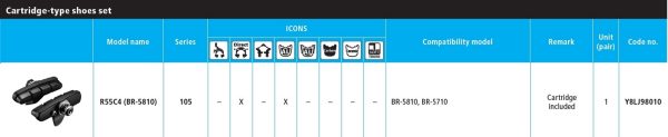 ULOŽAK KOČIONE OBLOGE SHIMANO R55C4, ZA BR-5710/5810, 1 PAR