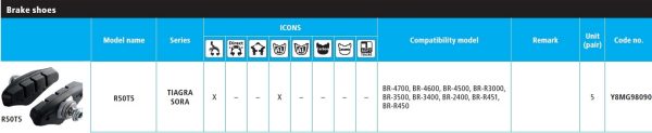 KOČIONA OBLOGA SHIMANO BR-4700 R50T5, 5 PARI